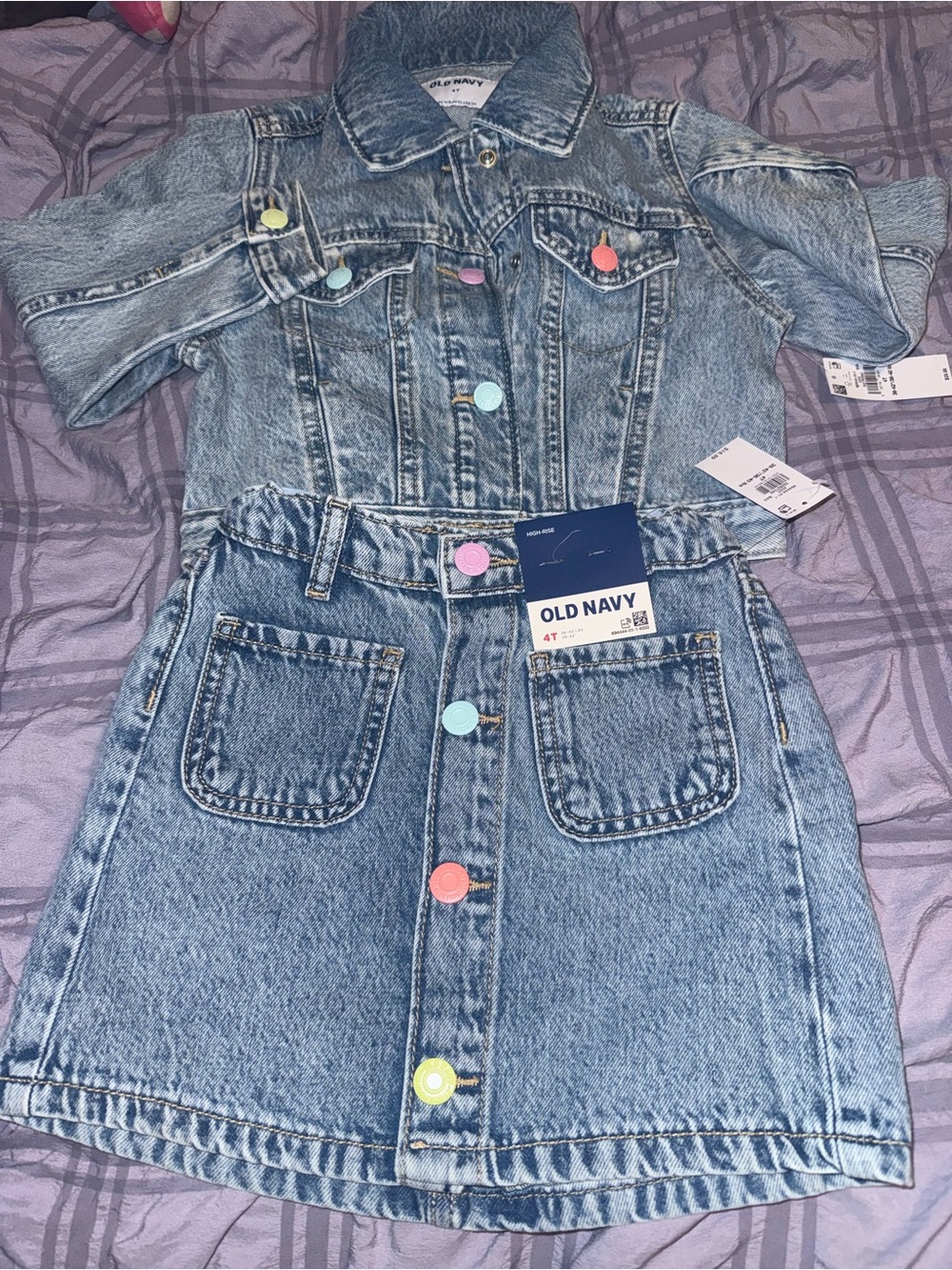 Old Navy Light Blue Denim Dress with Multicolor Buttons